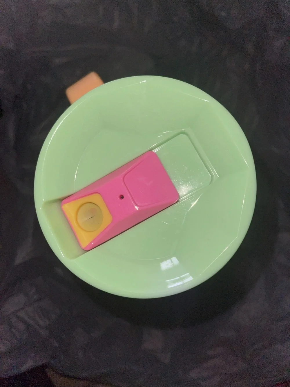 Corkcicle Pink Tumbler with Green Lid and Orange Insulated Handle Lid 40 oz